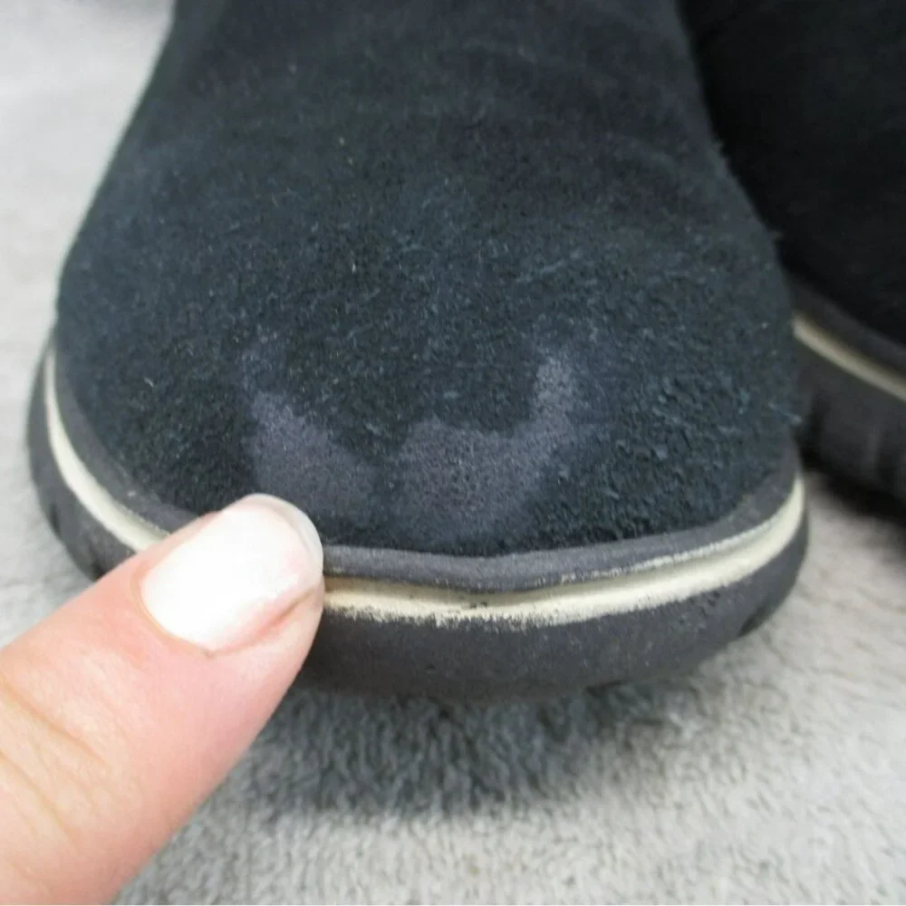 Sorel Shoes Womens Size 8 Black Suede Pull On Ankle Snow Boots *Read*